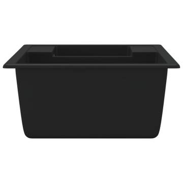 Kitchen Sink with Overflow Hole Double Basins Black Granite