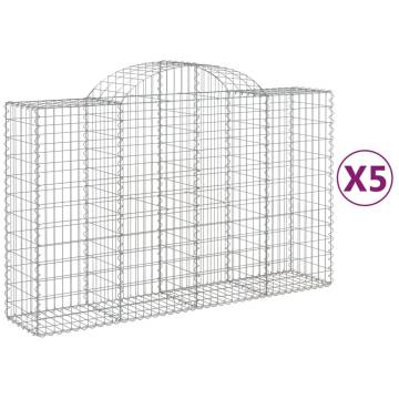 Arched Gabion Baskets 5 pcs 200x50x120/140 cm Galvanised Iron