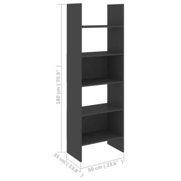 Book Cabinet Grey 60x35x180 cm Engineered Wood