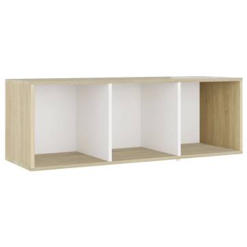 TV Cabinet White and Sonoma Oak 107x35x37 cm Engineered Wood