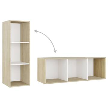 TV Cabinet White and Sonoma Oak 107x35x37 cm Engineered Wood