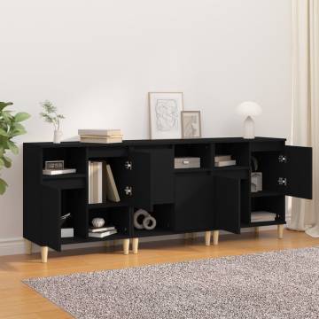 Sideboards 3 pcs Black 60x35x70 cm Engineered Wood