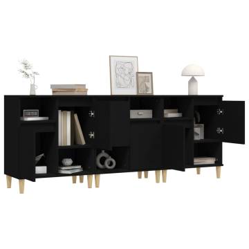 Sideboards 3 pcs Black 60x35x70 cm Engineered Wood