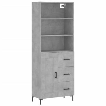 Highboard Concrete Grey 69.5x34x180 cm Engineered Wood