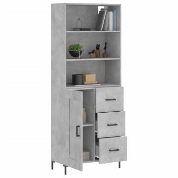 Highboard Concrete Grey 69.5x34x180 cm Engineered Wood