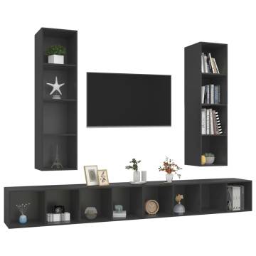 Wall-mounted TV Cabinets 4 pcs Grey Engineered Wood