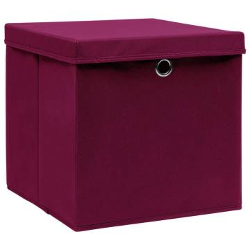 Storage Boxes with Lids 10 pcs Dark Red 32x32x32 cm Fabric