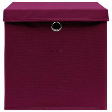 Storage Boxes with Lids 10 pcs Dark Red 32x32x32 cm Fabric