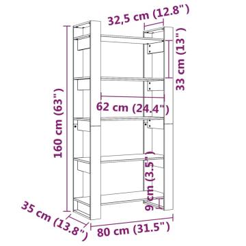 Book Cabinet/Room Divider Grey 80x35x160 cm Solid Wood