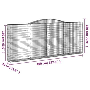 Arched Gabion Baskets 8 pcs 400x30x160/180 cm Galvanised Iron