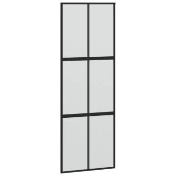 Sliding Door Black 90x205 cm Tempered Glass and Aluminium