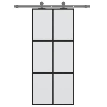 Sliding Door Black 90x205 cm Tempered Glass and Aluminium