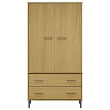 Wardrobe with Metal Legs Brown 90x55x172.5 cm Solid Wood OSLO