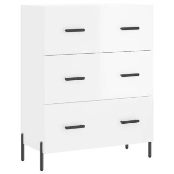 Highboard High Gloss White 69.5x34x180 cm Engineered Wood