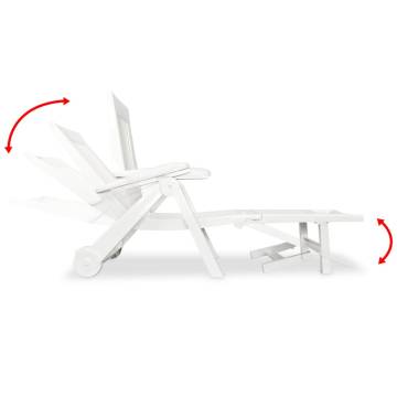 Sun Lounger with Footrest Plastic White