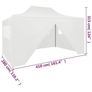 Professional Folding Party Tent with 4 Sidewalls 3x4 m Steel White