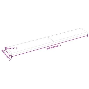 Bathroom Countertop 220x30x(2-6) cm Untreated Solid Wood