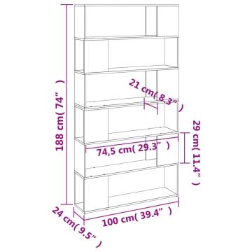 Book Cabinet/Room Divider Smoked Oak 100x24x188 cm