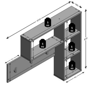 FMD Wall-mounted Coat Rack 4 Open Compartments White