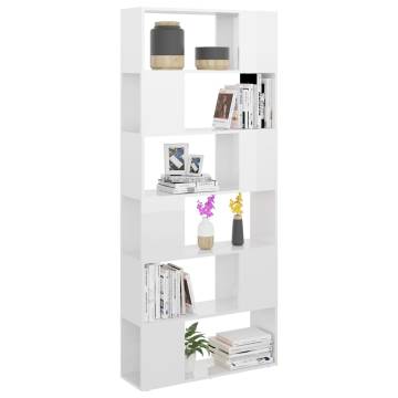 Book Cabinet Room Divider High Gloss White 80x24x186 cm Engineered Wood