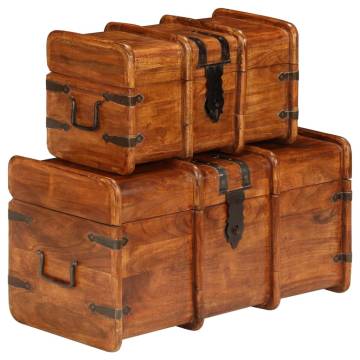 Treasure Chest Set 2 Pieces Solid Acacia Wood Honey Finish