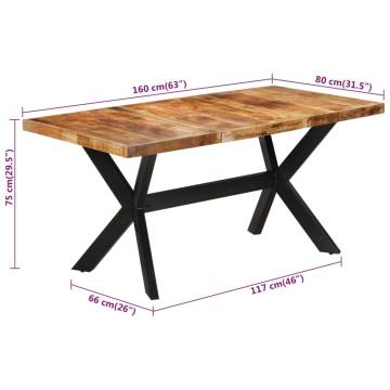 Dining Table 160x80x75 cm Solid Rough Wood Mango