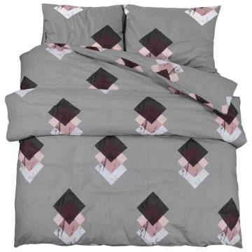 Duvet Cover Set Grey 135x200 cm Cotton