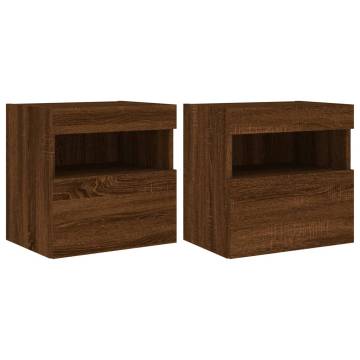 TV Wall Cabinets with LED Lights 2 pcs Brown Oak 40x30x40 cm