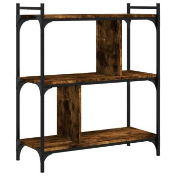 Bookcase 3-Tier Smoked Oak 76x32x88 cm Engineered Wood