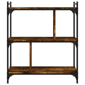 Bookcase 3-Tier Smoked Oak 76x32x88 cm Engineered Wood