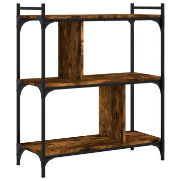 Bookcase 3-Tier Smoked Oak 76x32x88 cm Engineered Wood