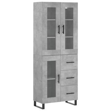 Highboard Concrete Grey 69.5x34x180 cm Engineered Wood