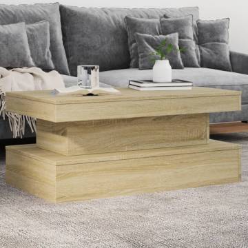 Coffee Table with LED Lights Sonoma Oak 90x50x40 cm