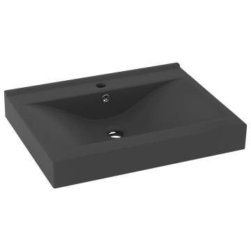 Luxury Basin with Faucet Hole Matt Dark Grey 60x46 cm Ceramic