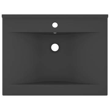 Luxury Basin with Faucet Hole Matt Dark Grey 60x46 cm Ceramic