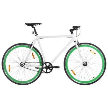 Fixed Gear Bike White and Green 700c 55 cm