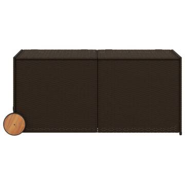 Garden Storage Box with Wheels Brown 283L Poly Rattan