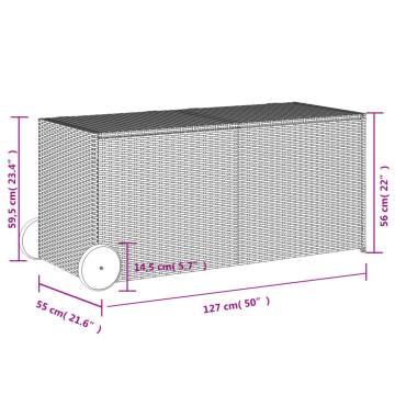 Garden Storage Box with Wheels Brown 283L Poly Rattan