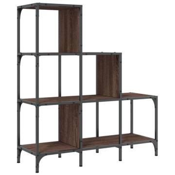 Bookcase Brown Oak 92x30x102 cm Engineered Wood and Metal