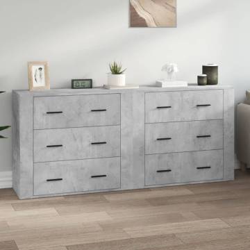 Sideboards 2 pcs Concrete Grey Engineered Wood