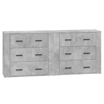 Sideboards 2 pcs Concrete Grey Engineered Wood