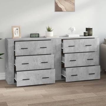 Sideboards 2 pcs Concrete Grey Engineered Wood