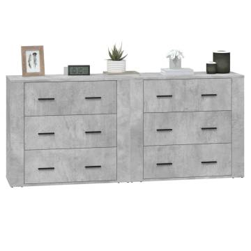 Sideboards 2 pcs Concrete Grey Engineered Wood