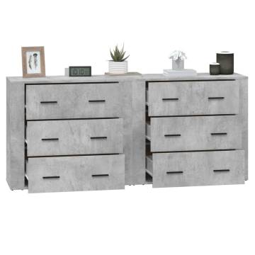 Sideboards 2 pcs Concrete Grey Engineered Wood