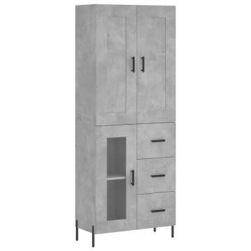 Highboard Concrete Grey 69.5x34x180 cm Engineered Wood