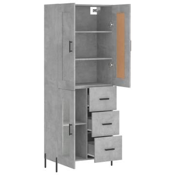 Highboard Concrete Grey 69.5x34x180 cm Engineered Wood