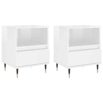 Bedside Cabinets 2 pcs High Gloss White 40x35x50 cm Engineered Wood