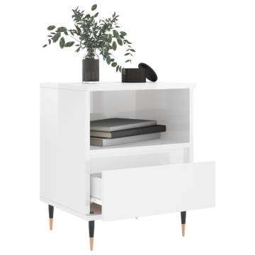 Bedside Cabinets 2 pcs High Gloss White 40x35x50 cm Engineered Wood