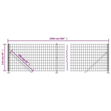 Wire Mesh Fence with Flange Anthracite 1.1x25 m