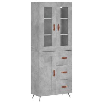 Highboard Concrete Grey 69.5x34x180 cm Engineered Wood